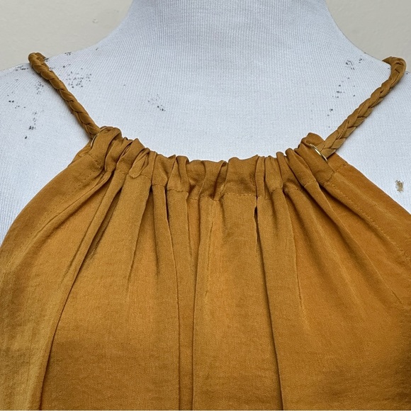 Rachel Zoe Golden Mustard Braided Halter Top Maxi Dress Size Small - Picture 3 of 8